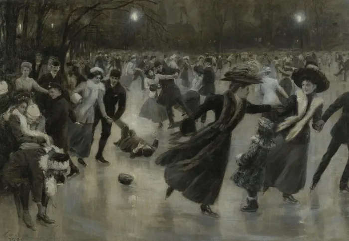 Framed Print : Party on the Ice, 1909. Artist: Gause, Wilhelm (1853-1916) Framed Print : Party on the Ice, 1909. Artist: Gause, Wilhelm (1853-1916)