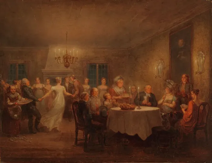 Framed Print : Party at the Parsonage, 1815. Creator: Alexander Lauréus Framed Print : Party at the Parsonage, 1815. Creator: Alexander Lauréus