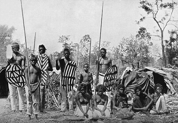 A party of Queensland natives carrying spears and shields, 1902. Artist: Henry King