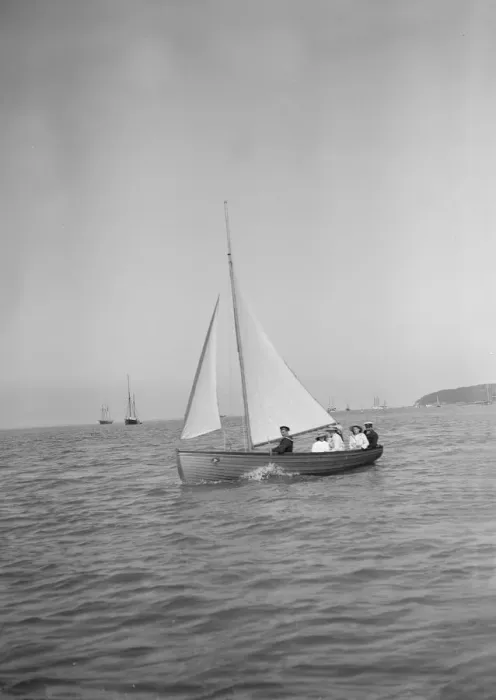 Framed Print : Party sailing on the Earl of Normantons Cutter, 1911. Creator: Kirk & Sons of Cowes Framed Print : Party sailing on the Earl of Normantons Cutter, 1911. Creator: Kirk & Sons of Cowes