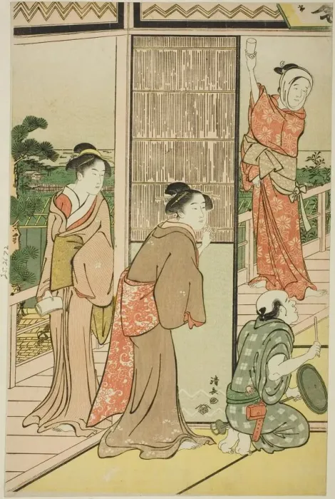 Framed Print : A Party in the Shinagawa Pleasure Quarters, c. 1790. Creator: Torii Kiyonaga Framed Print : A Party in the Shinagawa Pleasure Quarters, c. 1790. Creator: Torii Kiyonaga