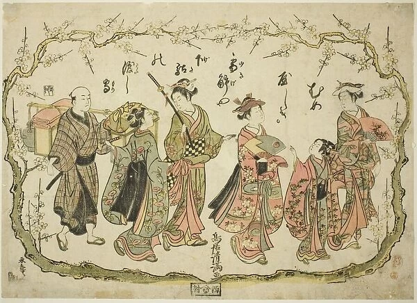 Party on their way to view plum blossoms, c. 1764. Creator: Torii Kiyomitsu