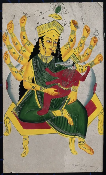 Framed Print : Parvati enthroned nursing Ganesha. Creator: Unknown Framed Print : Parvati enthroned nursing Ganesha. Creator: Unknown