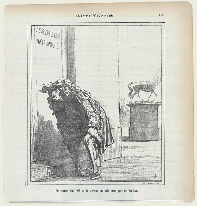 Framed Print : Pas content Louis XIV de la tournure que cela prend pour les Borbons, 1871. Creator: Honore Daumier
