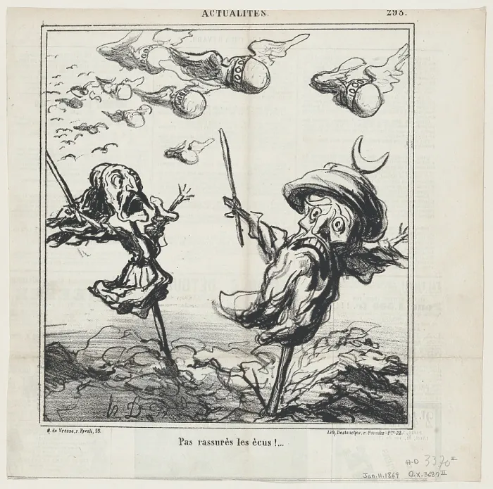 Framed Print : Pas rassures les ecus!, 1869. Creator: Honore Daumier Framed Print : Pas rassures les ecus!, 1869. Creator: Honore Daumier