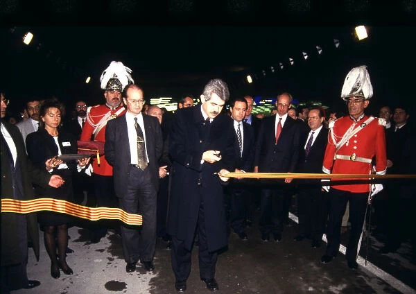 Pasqual Maragall (1941), major of Barcelona (1982-1997) in an inauguration of public works