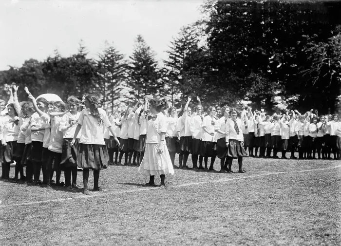 Framed Print : Pass ball relay, Pelham Bay Park, 1911. Creator: Bain News Service Framed Print : Pass ball relay, Pelham Bay Park, 1911. Creator: Bain News Service