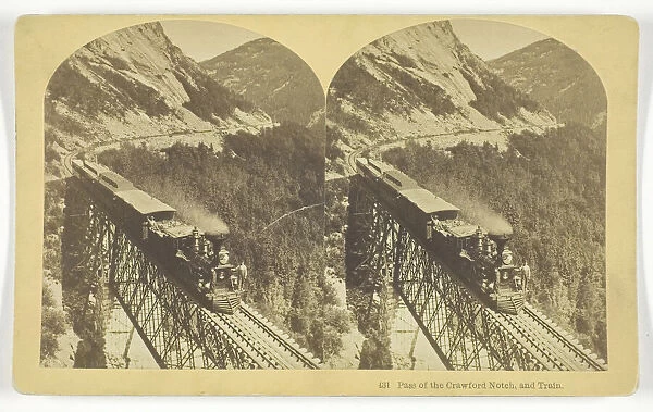 Pass of the Crawford Notch, and Train, late 19th century. Creator: BW Kilburn