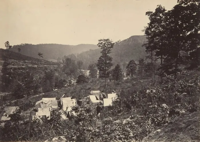 Framed Print : Pass in the Raccoon Range, Whiteside No. 2, 1860s. Creator: George N. Barnard Framed Print : Pass in the Raccoon Range, Whiteside No. 2, 1860s. Creator: George N. Barnard