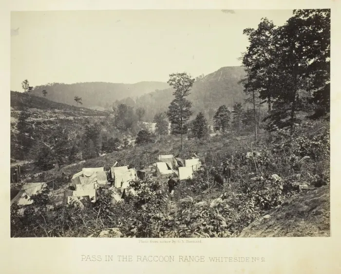 Framed Print : Pass in the Raccoon Range, Whiteside No. 2, 1864. Creator: George N. Barnard Framed Print : Pass in the Raccoon Range, Whiteside No. 2, 1864. Creator: George N. Barnard