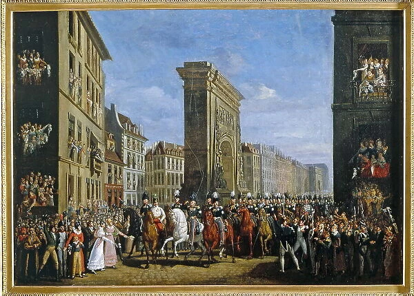 Passage of allied sovereigns on boulevard Saint-Denis, April 10, 1814, 1815. Creator: Jean Zippel