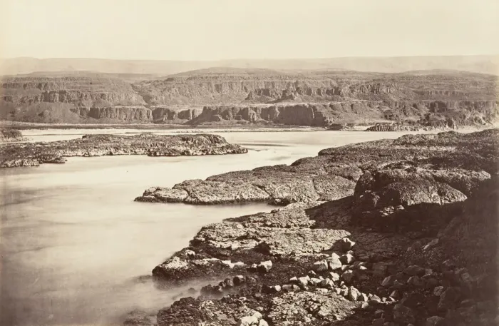 Framed Print : Passage of the Dalles, Oregon, 1867, printed ca. 1876. Creator: Carleton Emmons Watkins Framed Print : Passage of the Dalles, Oregon, 1867, printed ca. 1876. Creator: Carleton Emmons Watkins