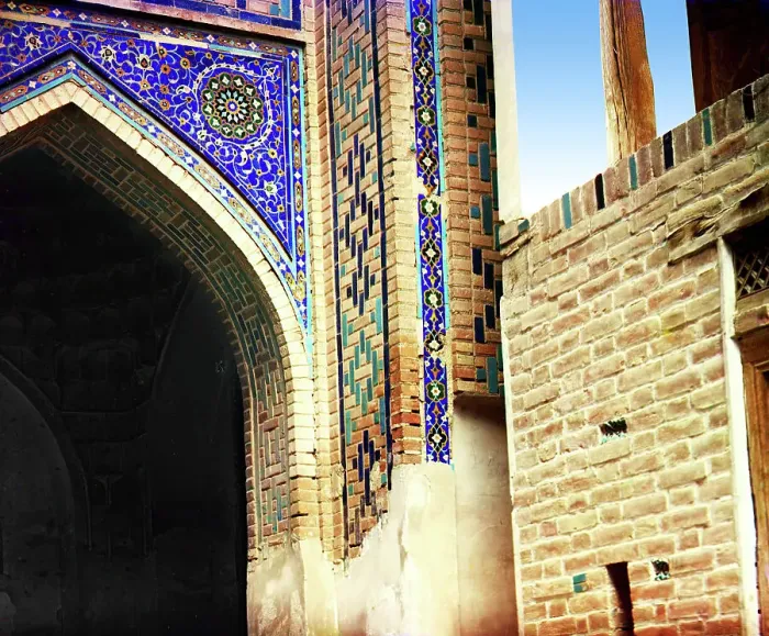 Framed Print : Passage of the Dead: detail above entrance, Samarkand, between 1905 and 1915. Creator: Sergey Mikhaylovich Prokudin-Gorsky Framed Print : Passage of the Dead: detail above entrance, Samarkand, between 1905 and 1915. Creator: Sergey Mikhaylovich Prokudin-Gorsky