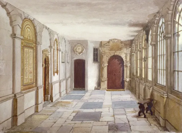 Framed Print : Passage leading to the chapel, Charterhouse, London, 1885. Artist: John Crowther Framed Print : Passage leading to the chapel, Charterhouse, London, 1885. Artist: John Crowther
