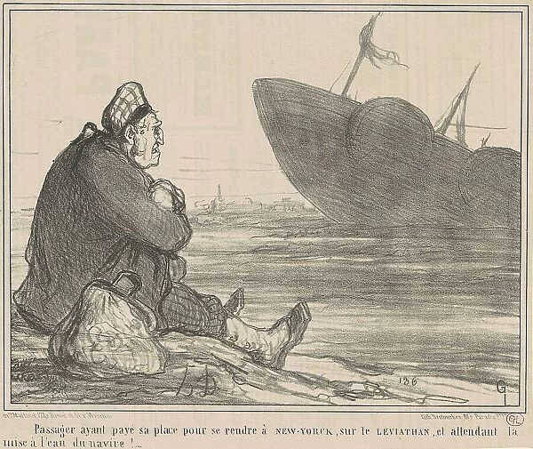 Passager ayant payé... pour se rendre a New-York, 19th century. Creator: Honore Daumier