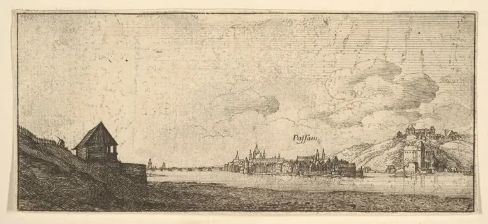 Framed Print : Passau, 1652-77. Creator: Wenceslaus Hollar Framed Print : Passau, 1652-77. Creator: Wenceslaus Hollar