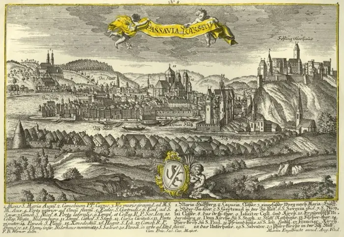 Framed Print : Passau, c1740. Creator: Johann Georg Ringlin Framed Print : Passau, c1740. Creator: Johann Georg Ringlin