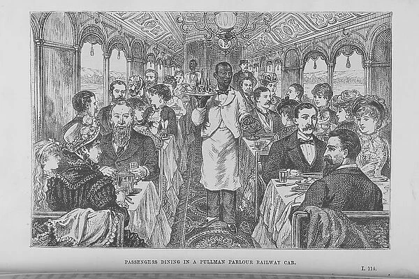 Passengers dining in a Pullman parlour railway car, 1882. Creator: Unknown