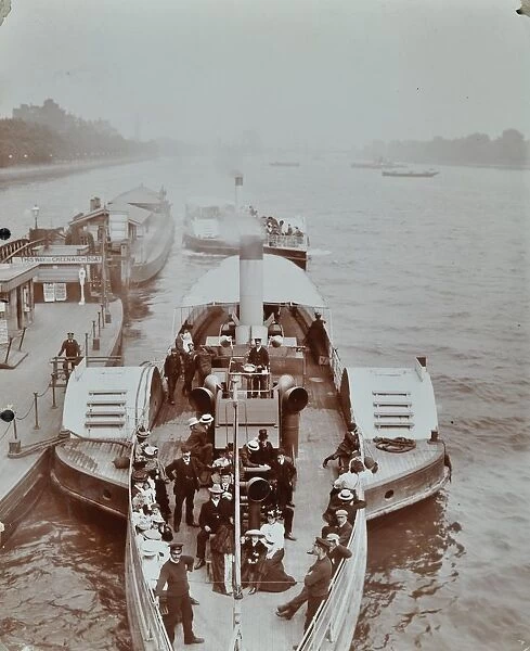 Passengers on the London Steamboat Service, River Thames, London, 1907