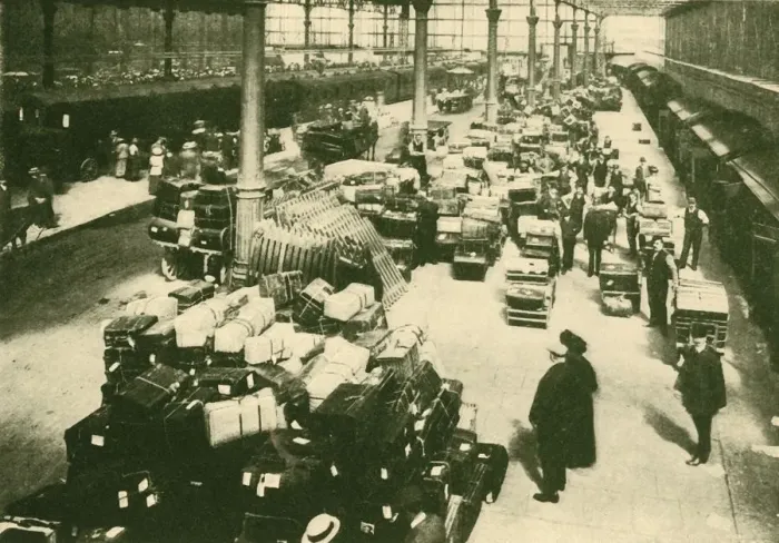 Framed Print : Passengers Luggage at Talbot Road Station, Blackpool, in the Holiday Season, 1930 Framed Print : Passengers Luggage at Talbot Road Station, Blackpool, in the Holiday Season, 1930
