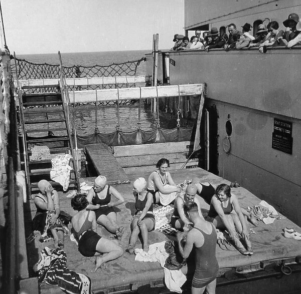 Passengers sunbathing on a Cunard Line cruise to the West Indies, January-March 1931