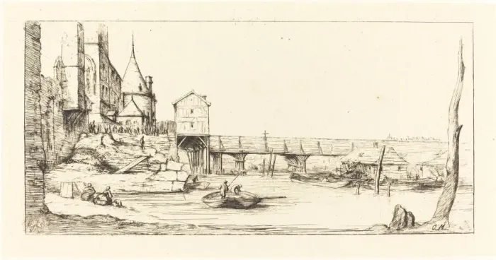 Framed Print : Passerelle du Pont-au-Change, Paris, apres l Incendie de 1621 (Footbridge... ), 1860 Framed Print : Passerelle du Pont-au-Change, Paris, apres l Incendie de 1621 (Footbridge... ), 1860