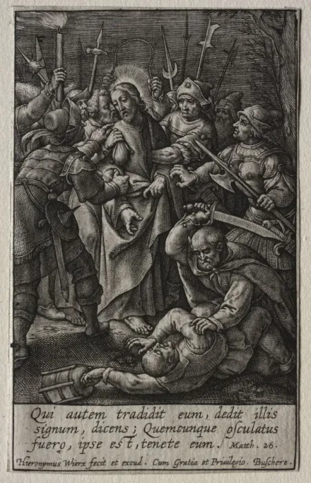 Framed Print : The Passion: The Betrayal of Christ. Creator: Hieronymus Wierix (Flemish, 1553-1619) Framed Print : The Passion: The Betrayal of Christ. Creator: Hieronymus Wierix (Flemish, 1553-1619)