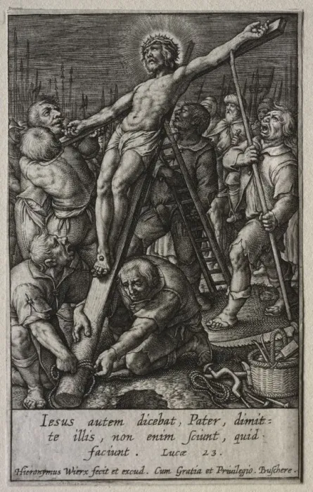 Framed Print : The Passion: Christ Being Crucified. Creator: Hieronymus Wierix (Flemish, 1553-1619) Framed Print : The Passion: Christ Being Crucified. Creator: Hieronymus Wierix (Flemish, 1553-1619)