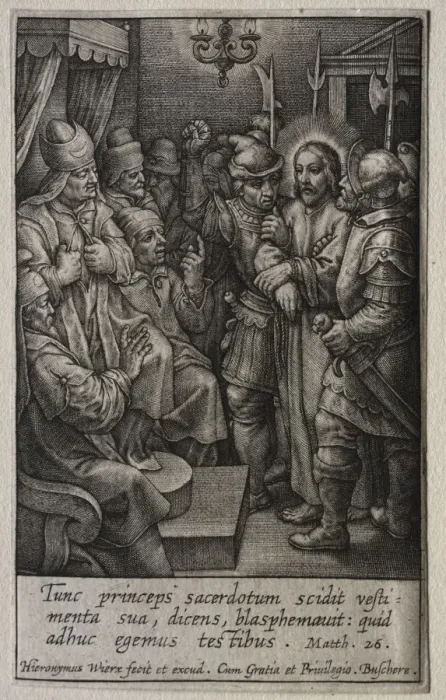 Framed Print : The Passion: Christ before the High Priest. Creator: Hieronymus Wierix (Flemish, 1553-1619) Framed Print : The Passion: Christ before the High Priest. Creator: Hieronymus Wierix (Flemish, 1553-1619)