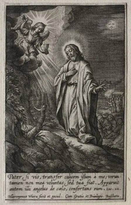 Framed Print : The Passion: Christ on the Mount of Olives. Creator: Hieronymus Wierix (Flemish, 1553-1619) Framed Print : The Passion: Christ on the Mount of Olives. Creator: Hieronymus Wierix (Flemish, 1553-1619)