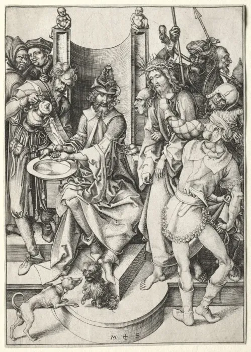 Framed Print : The Passion: Christ Before Pilate. Creator: Martin Schongauer (German, c. 1450-1491) Framed Print : The Passion: Christ Before Pilate. Creator: Martin Schongauer (German, c. 1450-1491)