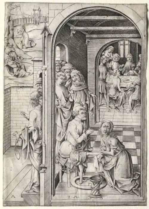 Framed Print : The Passion: Christ Washing the Feet of His Disciples. Creator: Israhel van Meckenem (German, c Framed Print : The Passion: Christ Washing the Feet of His Disciples. Creator: Israhel van Meckenem (German, c