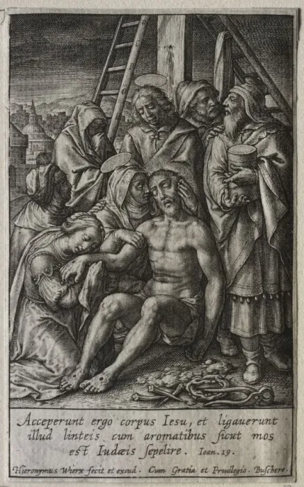 Framed Print : The Passion: Deposition from the Cross. Creator: Hieronymus Wierix (Flemish, 1553-1619) Framed Print : The Passion: Deposition from the Cross. Creator: Hieronymus Wierix (Flemish, 1553-1619)