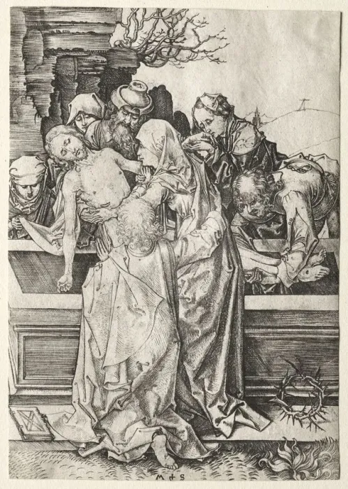 Framed Print : The Passion: The Entombment. Creator: Martin Schongauer (German, c. 1450-1491) Framed Print : The Passion: The Entombment. Creator: Martin Schongauer (German, c. 1450-1491)
