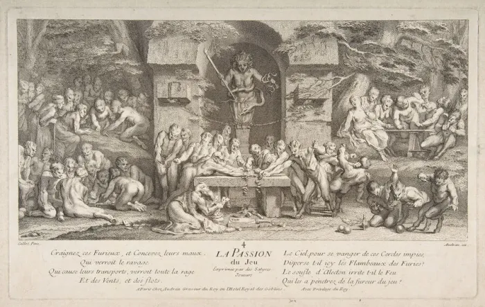 Framed Print : The Passion for Gambling. n. d. Creator: Claude Gillot Framed Print : The Passion for Gambling. n. d. Creator: Claude Gillot