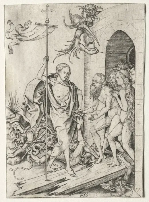 Framed Print : Passion of Jesus Christ: The Descent into Limbo, 1400s. Creator: Master AG (German) Framed Print : Passion of Jesus Christ: The Descent into Limbo, 1400s. Creator: Master AG (German)