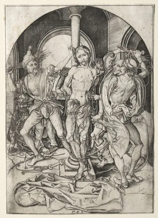 Framed Print : The Passion of Jesus Christ: The Flagellation. Creator: Martin Schongauer (German, c Framed Print : The Passion of Jesus Christ: The Flagellation. Creator: Martin Schongauer (German, c