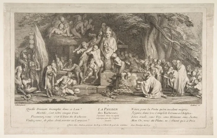 Framed Print : The Passion for Wealth. n. d. Creator: Claude Gillot Framed Print : The Passion for Wealth. n. d. Creator: Claude Gillot