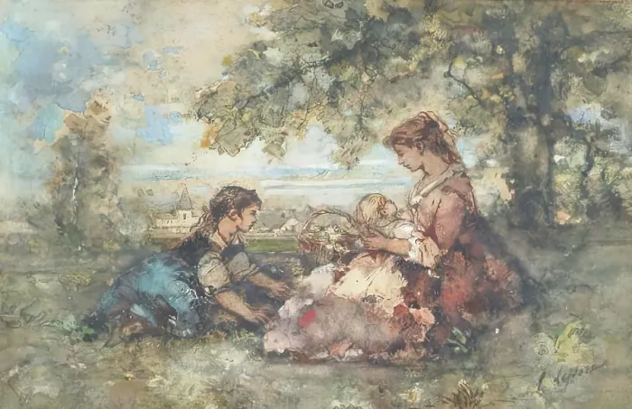 Framed Print : Pastoral. Creator: Emile Aubert Lessore Framed Print : Pastoral. Creator: Emile Aubert Lessore