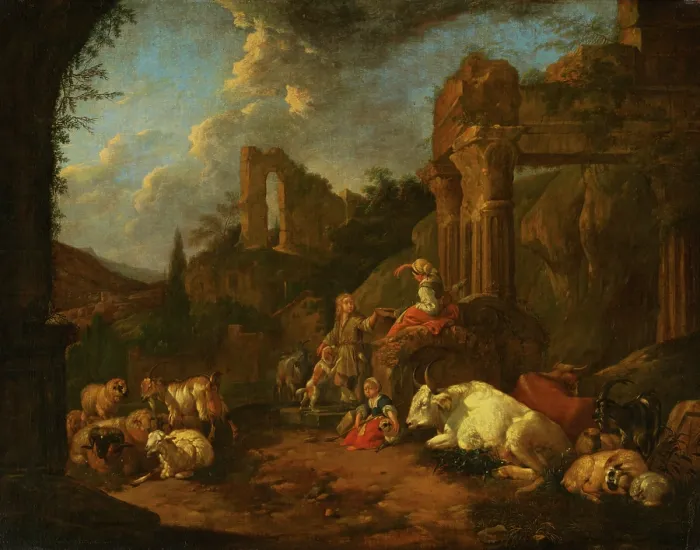 Framed Print : Pastoral Idyll, 1670. Creator: Johann Heinrich Roos Framed Print : Pastoral Idyll, 1670. Creator: Johann Heinrich Roos