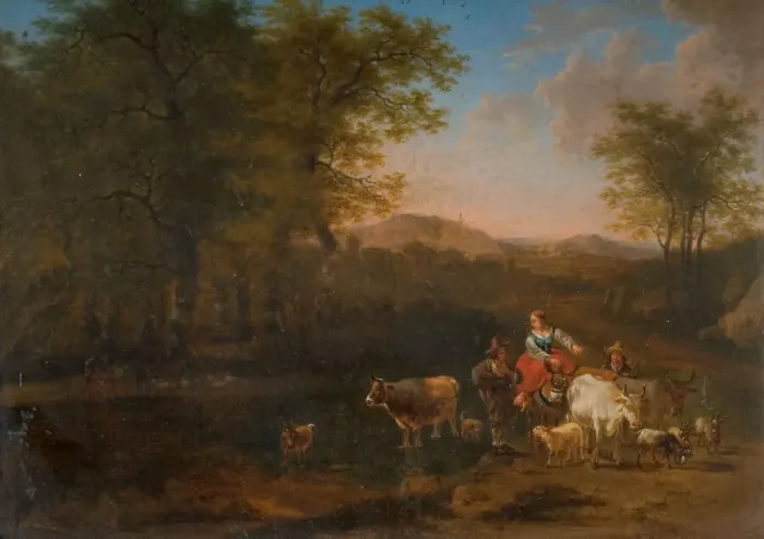 Framed Print : Pastoral Landscape With Figures, 1683. Creator: Nicolaes Berchem Framed Print : Pastoral Landscape With Figures, 1683. Creator: Nicolaes Berchem