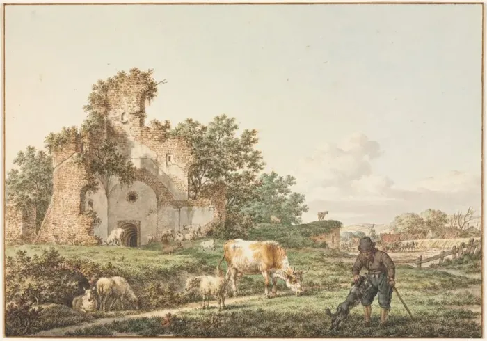 Framed Print : Pastoral Landscape with a Ruin, 1799. Creator: Jacob Cats (Dutch, 1741-1799) Framed Print : Pastoral Landscape with a Ruin, 1799. Creator: Jacob Cats (Dutch, 1741-1799)