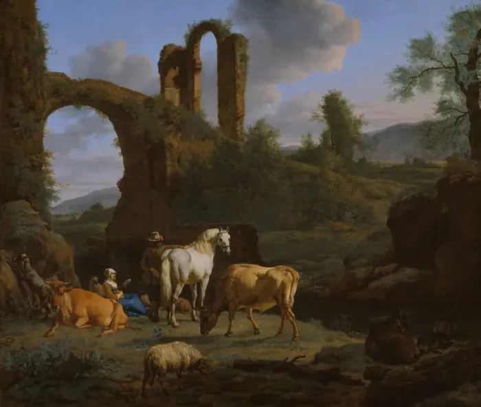 Framed Print : Pastoral Landscape with Ruins, 1664. Creator: Adriaen van de Velde Framed Print : Pastoral Landscape with Ruins, 1664. Creator: Adriaen van de Velde