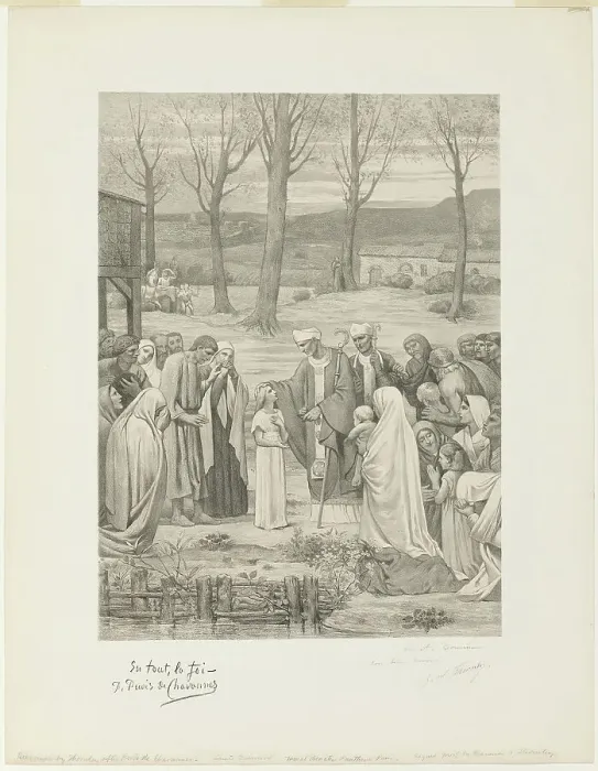 Framed Print : Pastoral Life of Saint Geneviève (center panel), c. 1888. Creator: Georges William Thornley Framed Print : Pastoral Life of Saint Geneviève (center panel), c. 1888. Creator: Georges William Thornley
