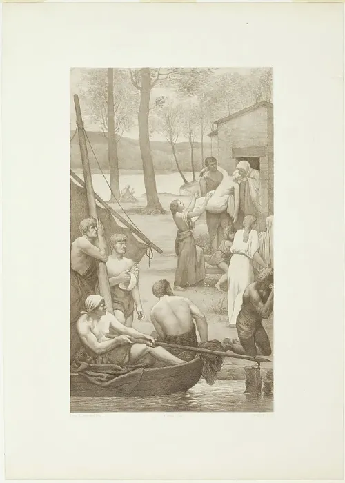 Framed Print : Pastoral Life of Saint Geneviève (left panel), c. 1888. Creator: Georges William Thornley Framed Print : Pastoral Life of Saint Geneviève (left panel), c. 1888. Creator: Georges William Thornley