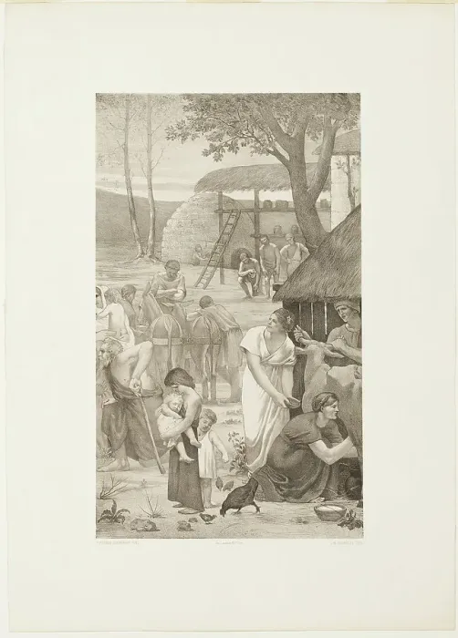 Framed Print : Pastoral Life of Saint Geneviève (right panel), c. 1888. Creator: Georges William Thornley Framed Print : Pastoral Life of Saint Geneviève (right panel), c. 1888. Creator: Georges William Thornley
