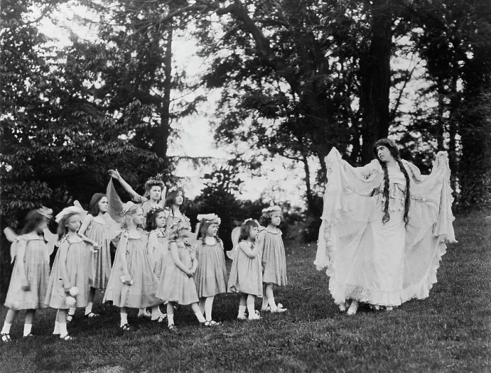 Framed Print : Pastoral play, the Oaks, Spring, 1906. Creator: Frances Benjamin Johnston Framed Print : Pastoral play, the Oaks, Spring, 1906. Creator: Frances Benjamin Johnston