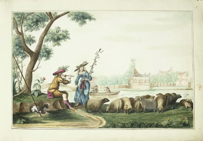 Framed Print : Pastoral show on a river, 1655. Creator: Gesina ter Borch Framed Print : Pastoral show on a river, 1655. Creator: Gesina ter Borch