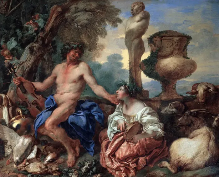 Framed Print : Pastoral scene. Faun and Shepherdess, 1650s. Artist: Giovanni Benedetto Castiglione Framed Print : Pastoral scene. Faun and Shepherdess, 1650s. Artist: Giovanni Benedetto Castiglione