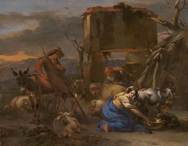 Pastoral Scene with a Shepherdess Milking a Goat, 1665 / 70. Creator: Nicolaes Berchem